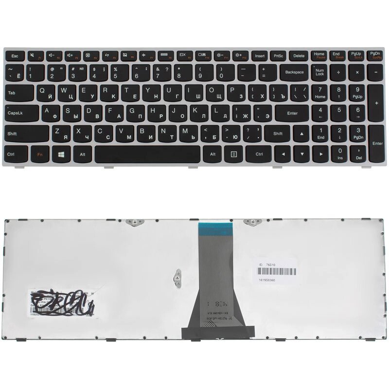 Клавіатура для ноутбука LENOVO (G50-30, G50-45, G50-70, Z50-70, Z50-75, Flex 2-15) rus, silver (оригінал) від компанії Інтернет-магазин aventure - фото 1