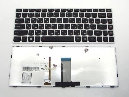 Клавіатура для ноутбука Lenovo IdeaPad G40, G40-30, G40-45, G40-70, Z40-70, Z40-75, Flex 2-14 (RU Black, Silver Frame, від компанії Інтернет-магазин aventure - фото 1