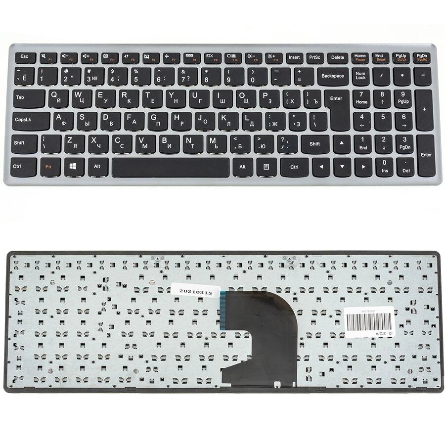 Клавіатура для ноутбука LENOVO (IdeaPad: P500, Z500) rus, black, silver frame від компанії Інтернет-магазин aventure - фото 1