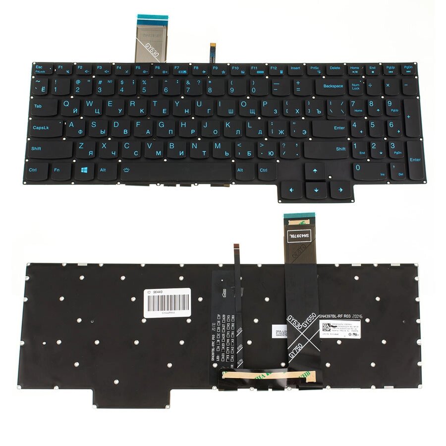 Клавіатура для ноутбука LENOVO (Legion: 5-15 series), rus, black, без фрейма, підсвічування клавіш (BLUE) (оригінал) від компанії Інтернет-магазин aventure - фото 1
