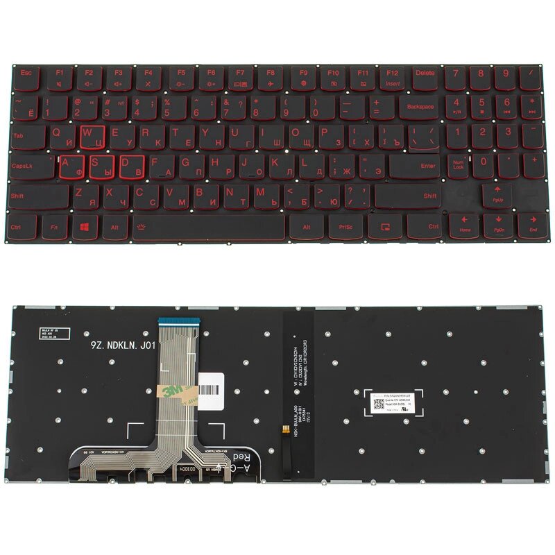 Клавіатура для ноутбука LENOVO (Legion: Y540-15) rus, black, без фрейму, підсвічування клавіш RED (ОРИГІНАЛ) від компанії Інтернет-магазин aventure - фото 1