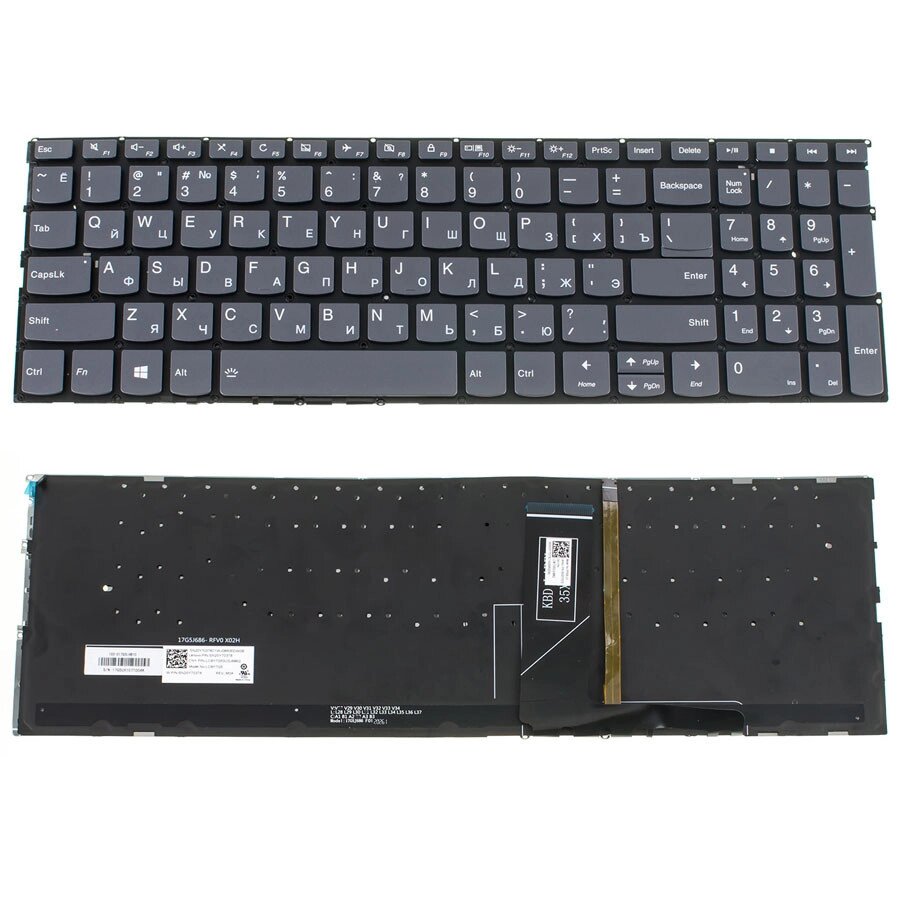 Клавіатура для ноутбука LENOVO (Yoga C740-15IMLL) rus, silver, без фрейма, підсвічування клавіш від компанії Інтернет-магазин aventure - фото 1