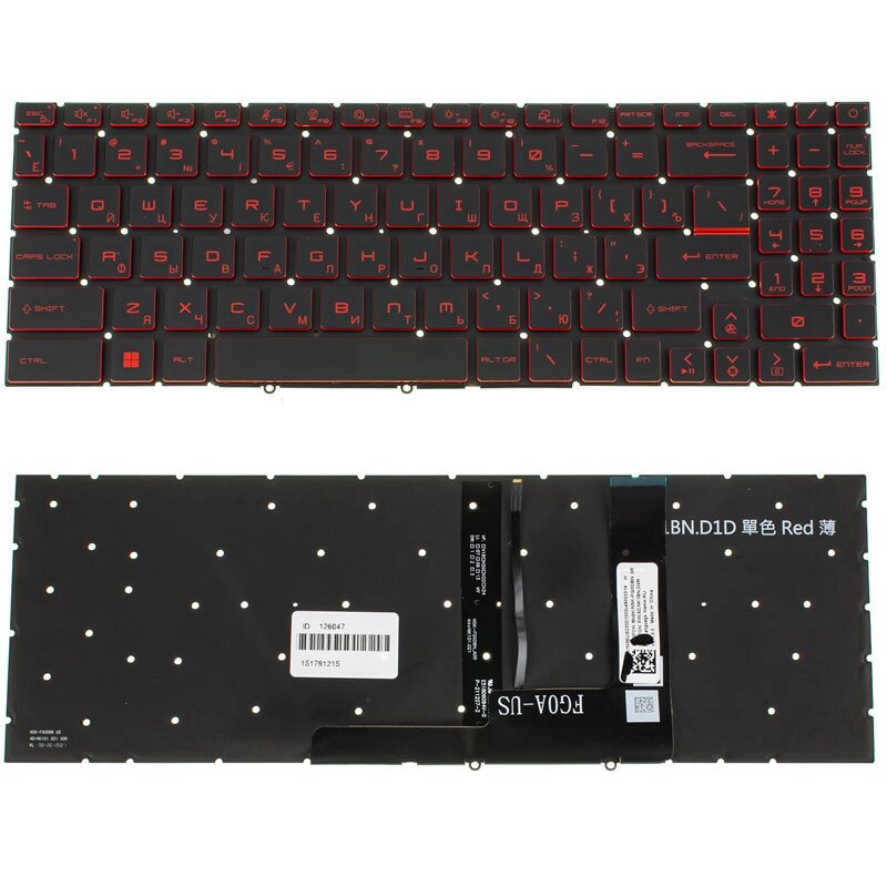 Клавіатура для ноутбука MSI (GF66, GF76) rus, black, без кадру, підсвічування клавіш (RED) (ОРИГІНАЛ) від компанії Інтернет-магазин aventure - фото 1