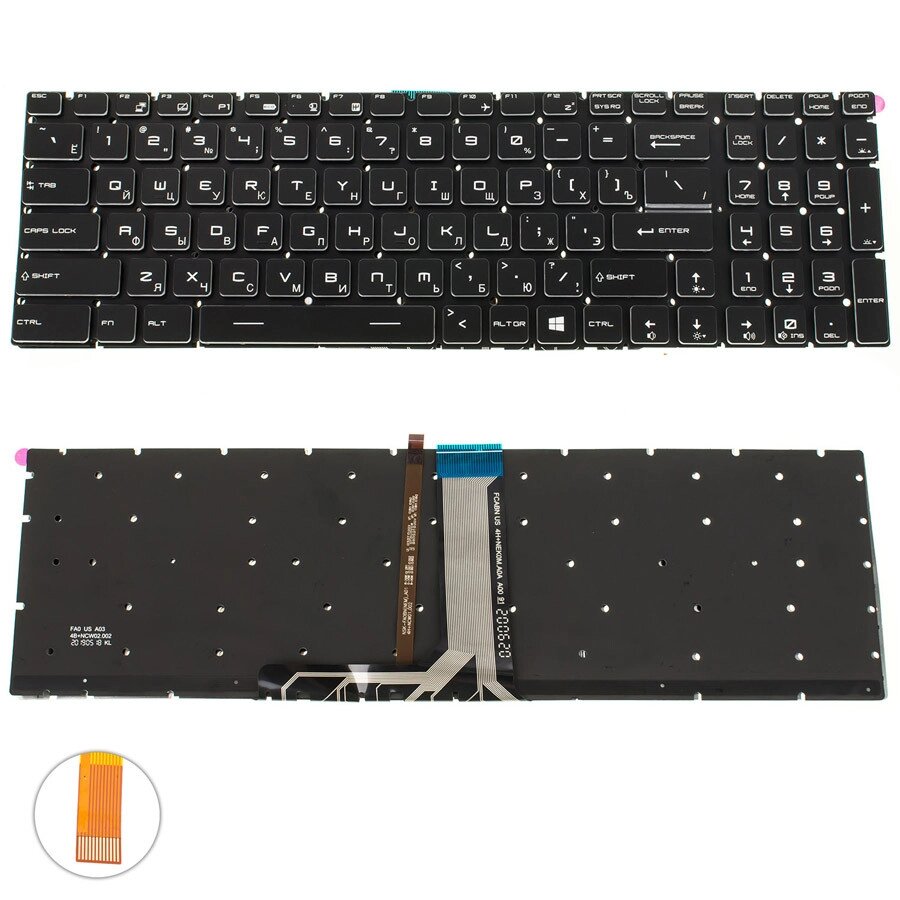 Клавіатура для ноутбука MSI (GV62, GT62) rus, black, без фрейма, підсвічування клавішRGB (оригінал) від компанії Інтернет-магазин aventure - фото 1