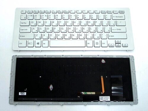 Клавіатура для ноутбука Sony SVF15N (RU Silver з рамкою і підсвічуванням). Оригінальна клавіатура. від компанії Інтернет-магазин aventure - фото 1