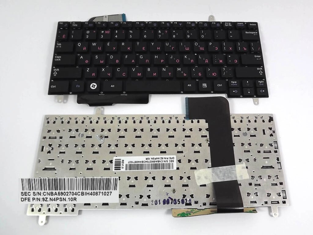 Клавіатура для Samsung N210, N220, N230 (RU Black, Без рамки). (9Z. N4PSN. 00R) від компанії Інтернет-магазин aventure - фото 1