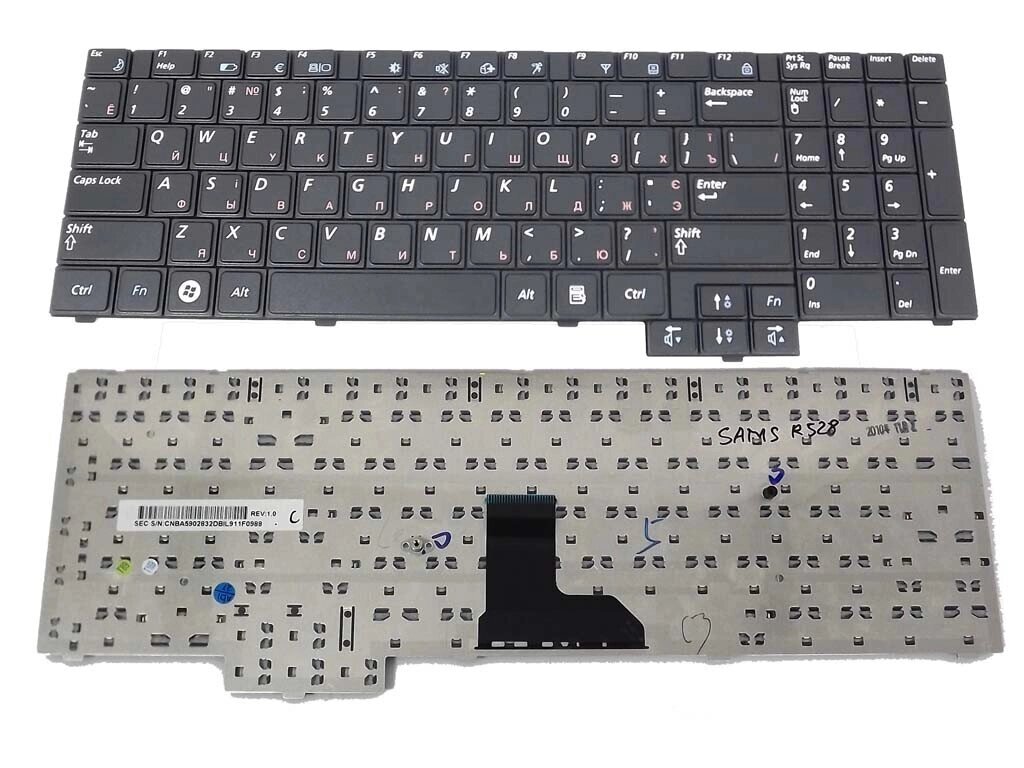 Клавіатура для Samsung NP R528, R530, R525, R523, R538, R540, R618, R620, RV508, RV510, R717, R719 (RU black) від компанії Інтернет-магазин aventure - фото 1