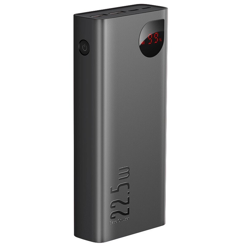 Павербанк Baseus Adaman Metal Digital Display Quick Charge Power Bank 22.5W 20000mAh Black (PPAD000101) від компанії Інтернет-магазин aventure - фото 1