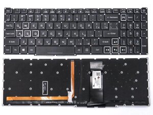 Клавіатура для Acer Nitro 5 AN515-43, AN515-54, AN515-55, AN517-51, AN517-52 (Ru Black без рамки з RGB-підсвіткою).