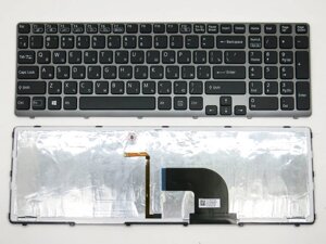 Клавіатура для SONY SVE15, SVE17, E15, E17 (RU Black з рамкою графіт, підсвічування клавіш). в Полтавській області от компании Интернет-магазин aventure