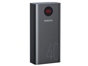 Павербанк Romoss PEA40 Pro (40000mAh 148Wh) (20V 3.25A 65W PD) USB, Micro-USB, Type-C, Lightning Black