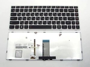 Клавіатура для ноутбука Lenovo IdeaPad G40, G40-30, G40-45, G40-70, Z40-70, Z40-75, Flex 2-14 (RU Black, Silver Frame,
