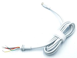 DC кабель (Type-C, USB-C) для блоку живлення (30W, 45W, 65W, 87W) 5-дротів, 1.2m White. Від блока живлення до ноутбука