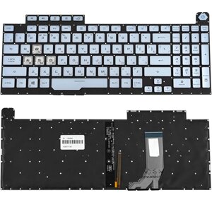 Клавиатура для ноутбука ASUS (G731GD, G731GT, G731GU) рус, серебристий, без рамки, подсветка клавиш (RGB 1) (ОРИГИНАЛ)