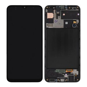 Дисплей Samsung A307F Galaxy A30s OLED з сенсором чорний + рамка