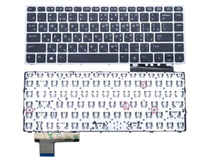 Клавіатура HP EliteBook Folio 9470M, 9480M series (RU Black, з рамкою Silver)