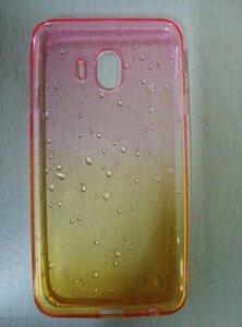 Чохол-бампер Краплі 3D Samsung J4 (2018) градієнт рожевий / жовтий