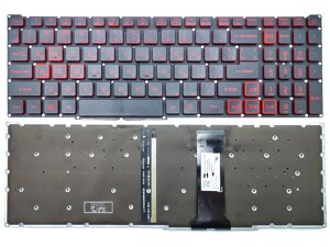 Клавіатура для Acer Nitro 5 An517-55, A715-51 (Ru Black без рамки з RED підсвічуванням).
