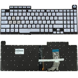 Клавиатура для ноутбука ASUS (G731GD, G731GT, G731GU) ukr, серебристий, без рамки, подсветка клавиш (RGB 1) (ОРИГИНАЛ)