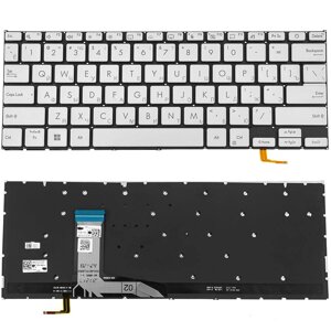 Клавиатура для ноутбука ASUS (X1402, X1403 series) rus, silver, без фрейму, підсвічування клавіш