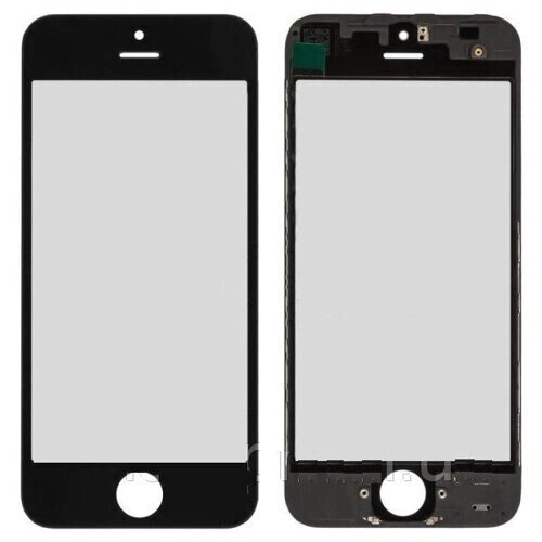 Скло екрану для iPhone 5 чорне + ОСА плівка та рамка від компанії Інтернет-магазин aventure - фото 1