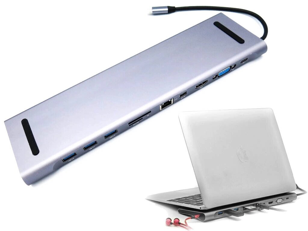 USB-C (Type-C) Док станція - підставка для розширення портів ноутбука. від компанії Інтернет-магазин aventure - фото 1