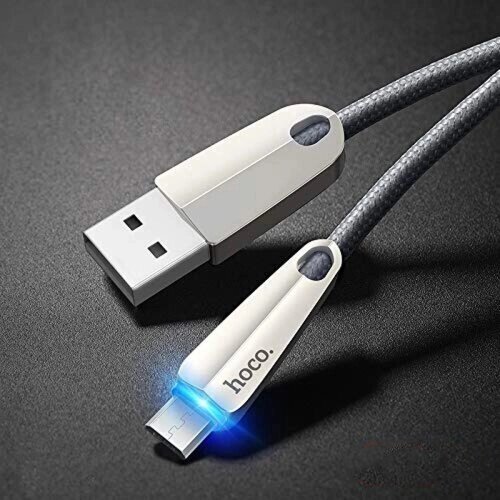 USB кабель Hoco U35 Micro (1200mm), 2, 4A срібло від компанії Інтернет-магазин aventure - фото 1