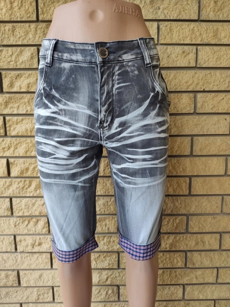 Бриджі унісекс брендові джинсові стрейчеві котонові LONGLI від компанії ГАРДЕРОБ - фото 1