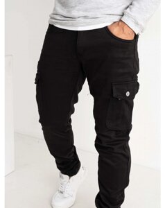 Джинси, штани чоловічі зимові на флісі з накладними кишенями "карго" стрейчеві FANGSIDA, Туреччина