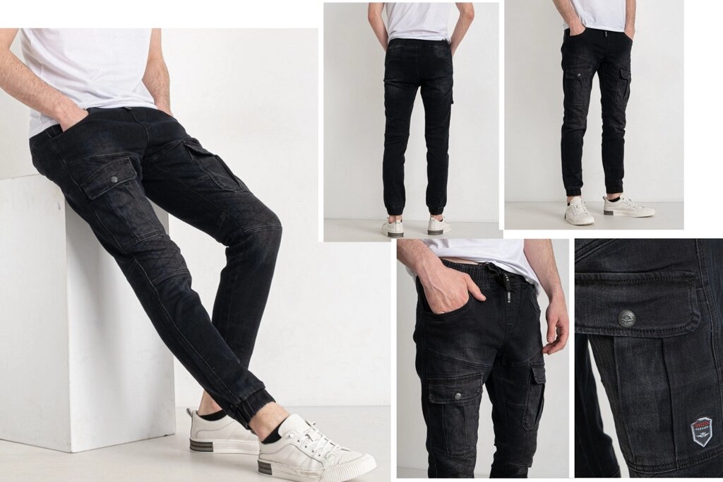 Джогери, джинси з поясом на гумці, з накладними кишенями карго демісезонні, стрейчеві унісекс FANGSIDA від компанії ГАРДЕРОБ - фото 1