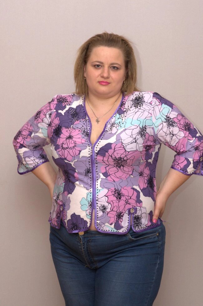Кофта, блуза жіноча на блискавці великих розмірів KALICY від компанії ГАРДЕРОБ - фото 1