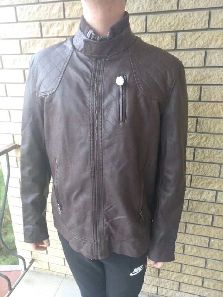 Куртка чоловіча великого розміру з екошкіри OS від компанії ГАРДЕРОБ - фото 1