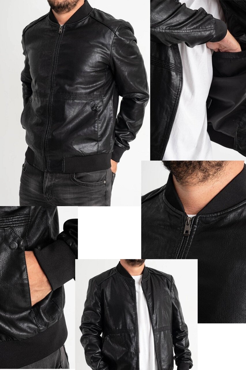 Куртка чоловіча з екошкіри високої якості HESTOVRVIIO від компанії ГАРДЕРОБ - фото 1