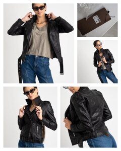 Куртка, косуха укорочена жіноча модна з екошкіри високої якості SILIN