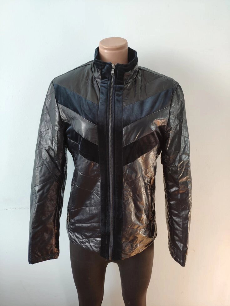 Куртка унісекс великих розмірів демісезонна стильна "під шкіру" VIVO від компанії ГАРДЕРОБ - фото 1