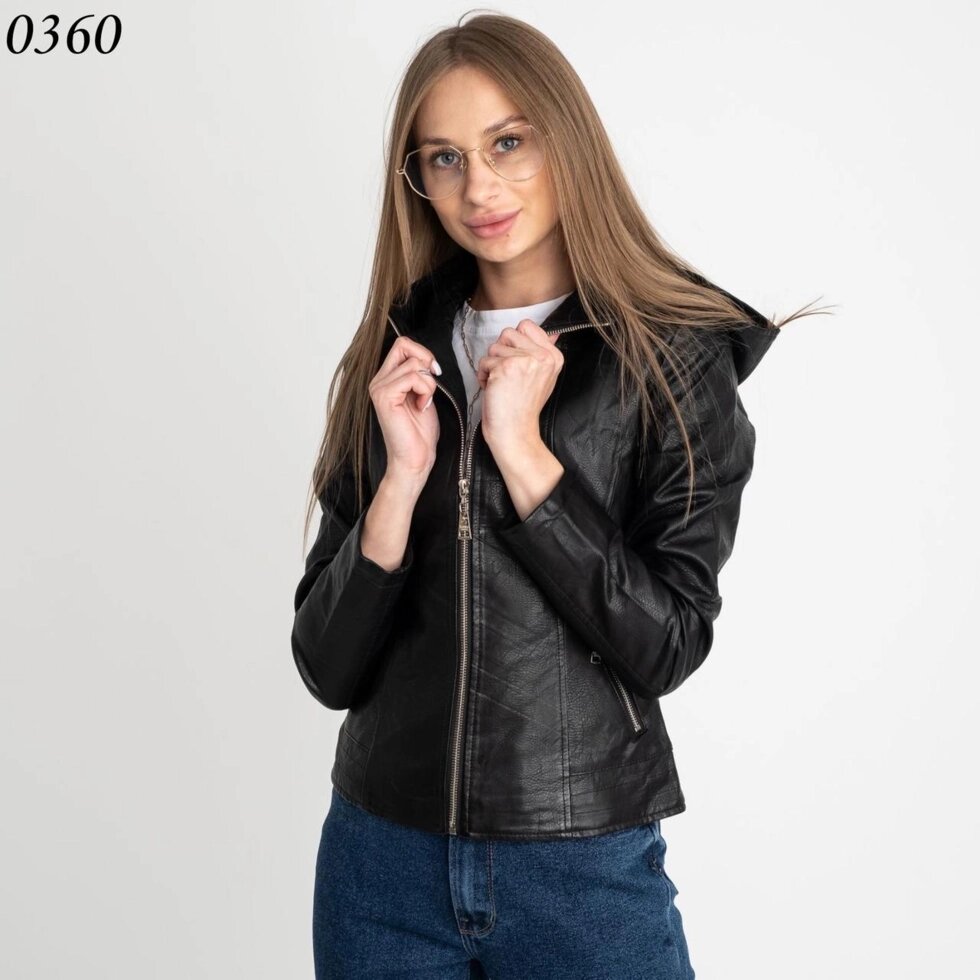 Куртка жіноча (підліткова) з капюшоном модна з екошкіри високої якості YARINA від компанії ГАРДЕРОБ - фото 1