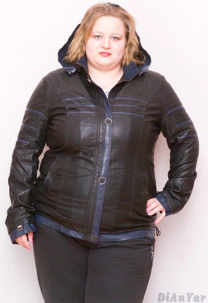 Куртка жіноча великого розміру з екошкіри ANDGELINA, Туреччина від компанії ГАРДЕРОБ - фото 1