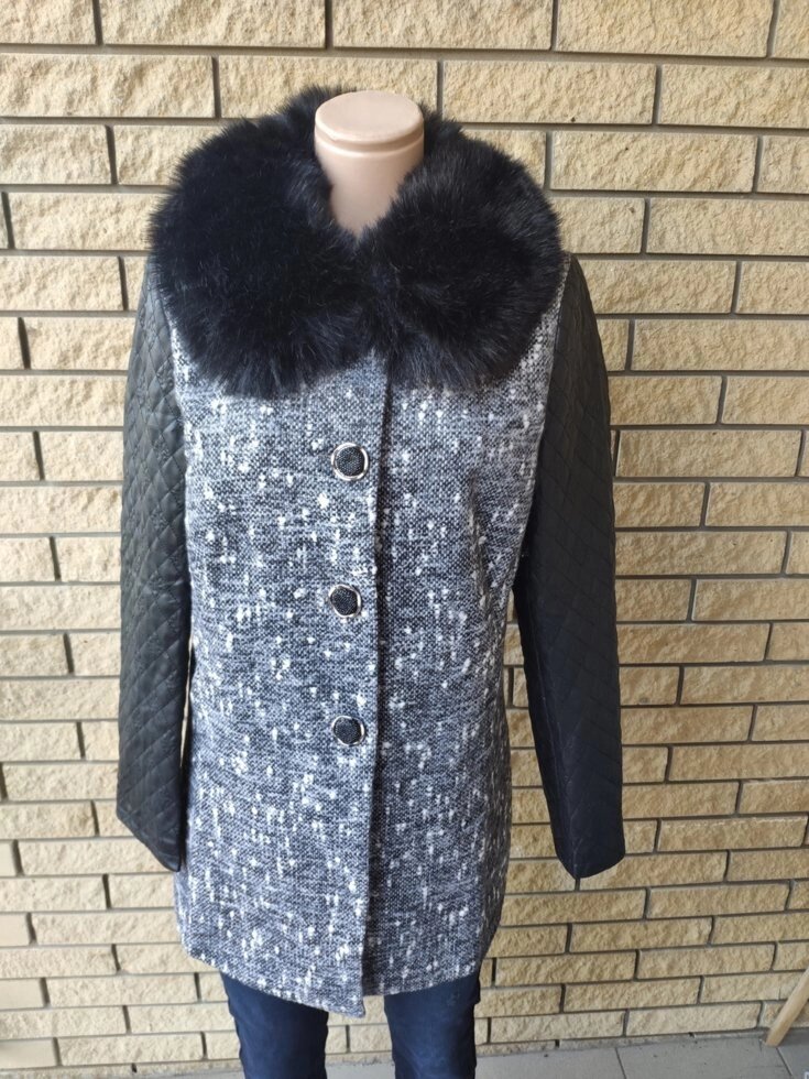Пальто жіноче стильне кашемірове з хутром YANG - фото