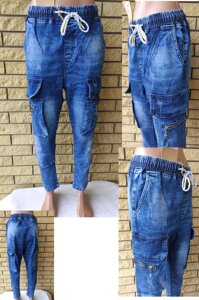 Джогери, джинси з поясом на гумці, з накладними кишенями карго демісезонні, стрейчеві унісекс FANGSIDA