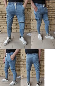 Джогери, джинси з поясом на гумці унісекс, накладні кишені карго, є великі розміри NN