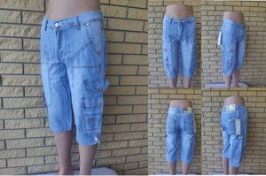Бриджі чоловічі джинсові коттонові з накладними кишенями "карго" VIGOOCC, Туреччина