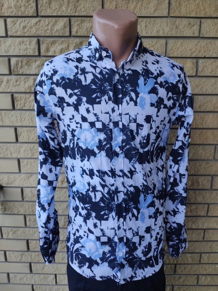 Сорочка чоловіча котонова стрейчева брендова високої якості, маленький розмір ONLINE, Туреччина від компанії ГАРДЕРОБ - фото 1