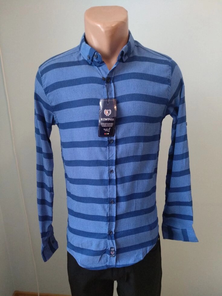 Сорочка чоловіча котонова стрейчева брендова високої якості REWINS, Туреччина від компанії ГАРДЕРОБ - фото 1