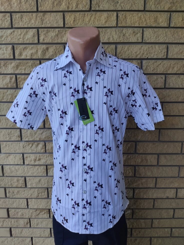 Сорочка чоловіча літня коттонова стрейчева високої якості ZORO від компанії ГАРДЕРОБ - фото 1