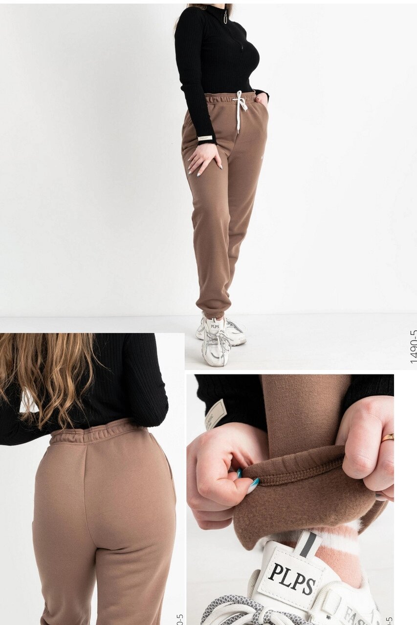 Спортивні штани жіночі утеплені на флісі трикотажні великих розмірів на високий зріст YOLA від компанії ГАРДЕРОБ - фото 1
