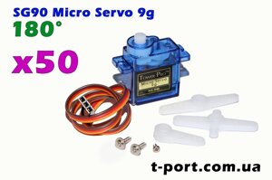 Сервопривод 180°plastic gear) SG90 Micro Servo 9g Tower Pro 50шт