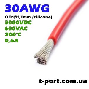 Силіконовий кабель 10m 30AWG термостійкий багатожильний (червоний)