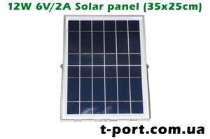 Сонячна панель 12W, 6V/2A, 35x25cm poli-Si з кронштейном