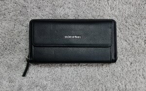 Клатч чоловічий портмоне BOERSHI гаманець горизонтальний чорний