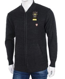 Кофта светр чоловічий ABDO HALLAB теплий на блискавці з кишенями та коміром-стійкою темно-сірий
